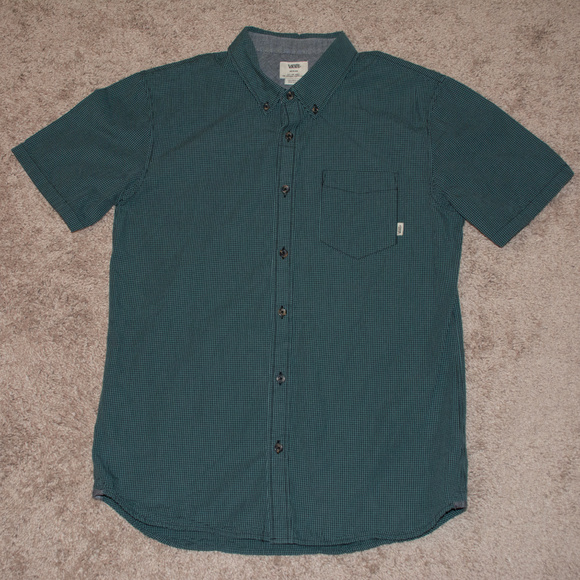Vans Green Micro Checkered Casual Button Down - Picture 1 of 4